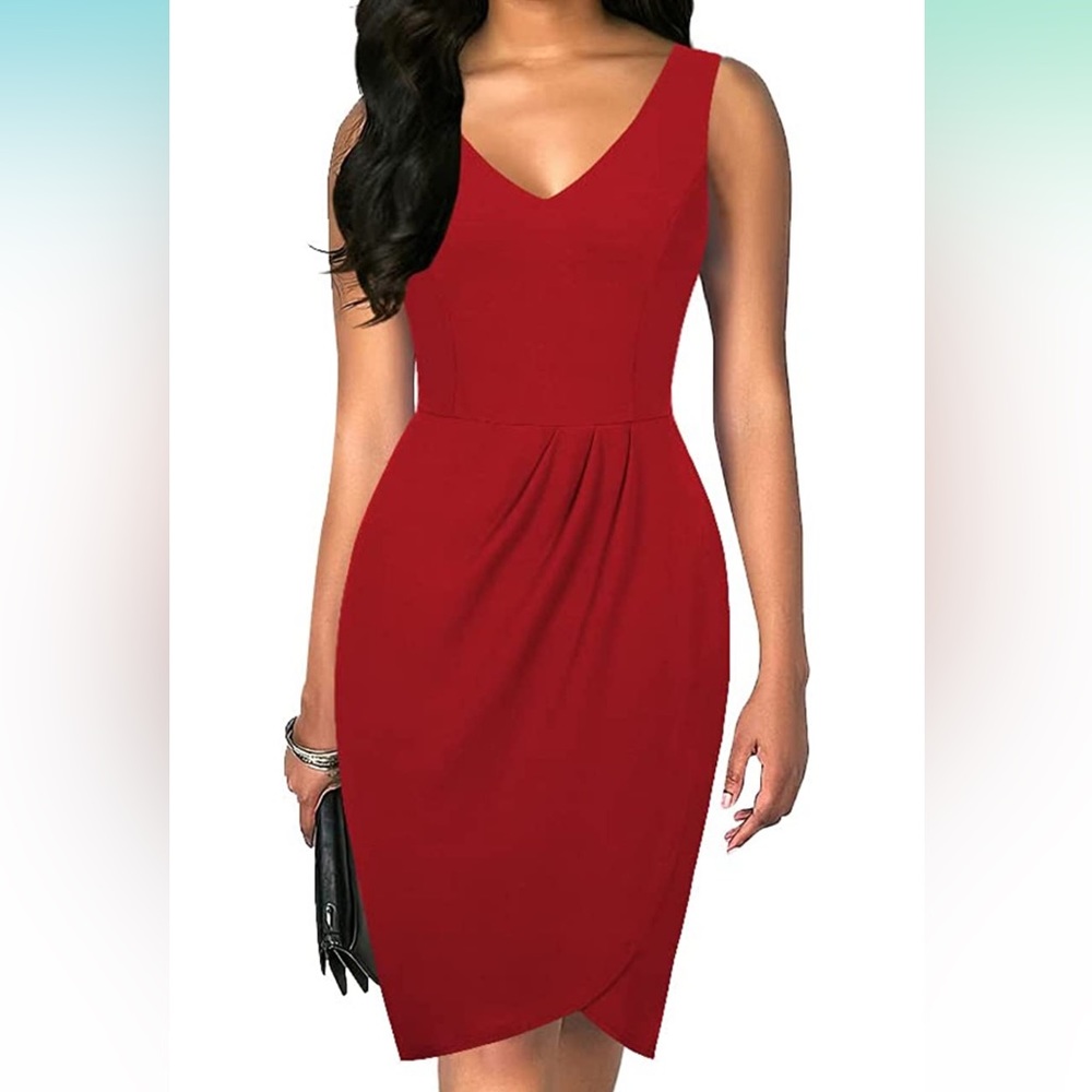 NWT Missjoy Professional Workwear Red Tulip Dress